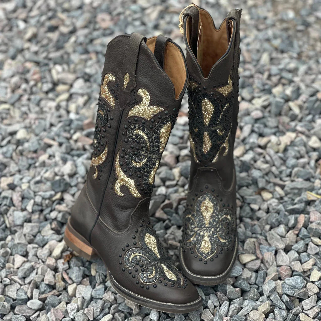 BOTA TEXANA GOYAZES FEM COURO CAFÉ DOURADO - 203252-CF