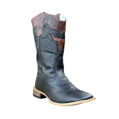 BOTA TEXANA MADE IN LIDA FOSSIL PRETO / TOURO - B-77