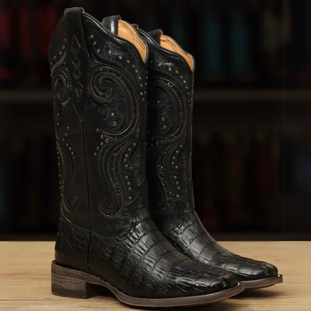 Bota Texana Vimar Feminina Exótica JCR Rabo Preta - 13.230