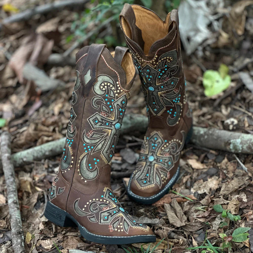 BOTA TEXANA GOYAZES FEM COURO DALLAS TABACO - 213206-CK