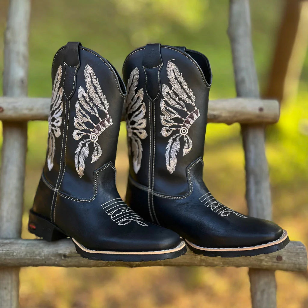 Bota Texana Tex Team Cocar Frente Preta