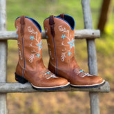 Bota Texana Tex Team Flor Azul Vivo