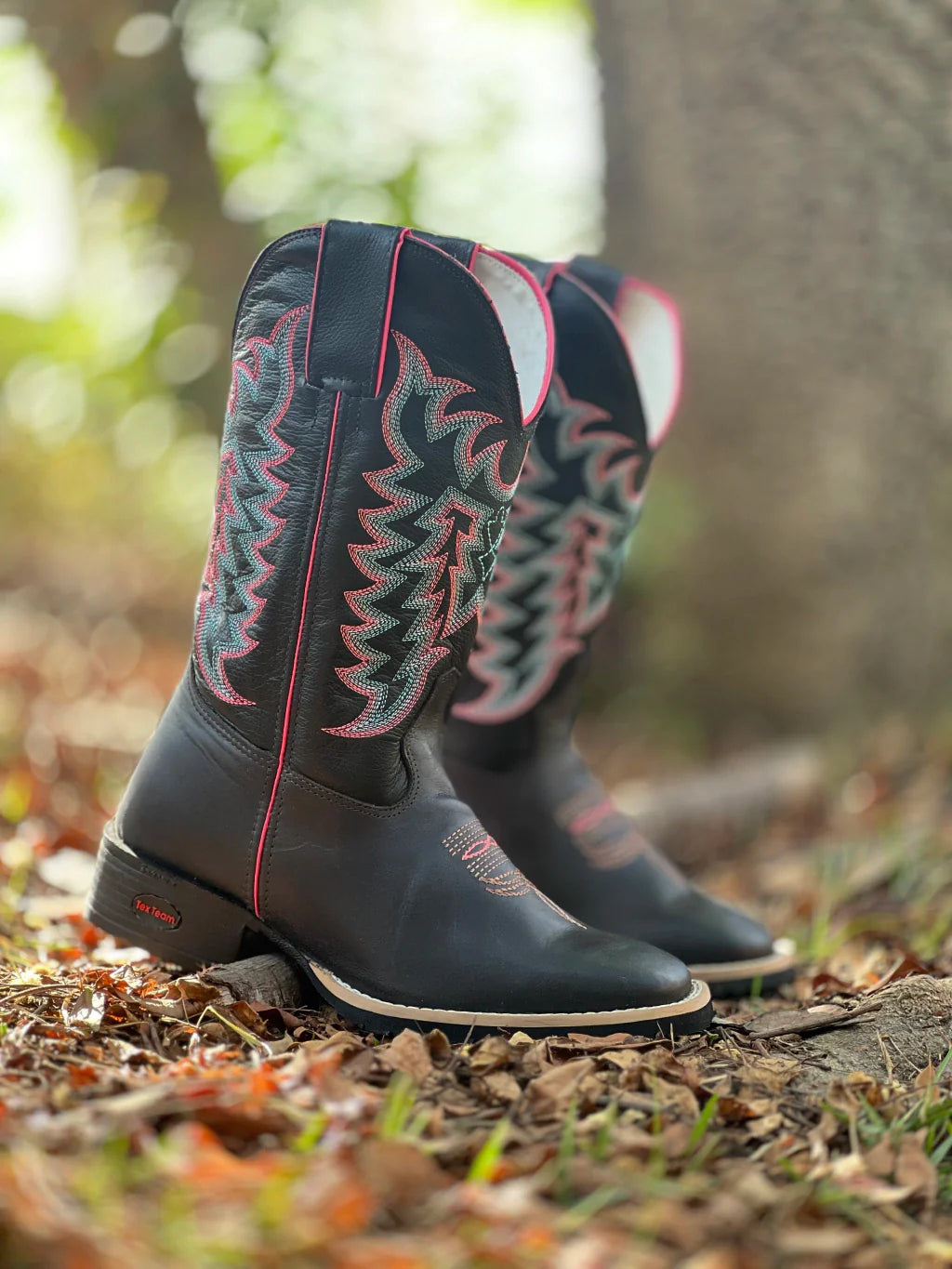 BOTA TEXANA MR WEST FEM PRETO PINK NEON - B-77