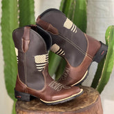 Bota Texana Tex Team Masculina Café/ Tabaco - Eua