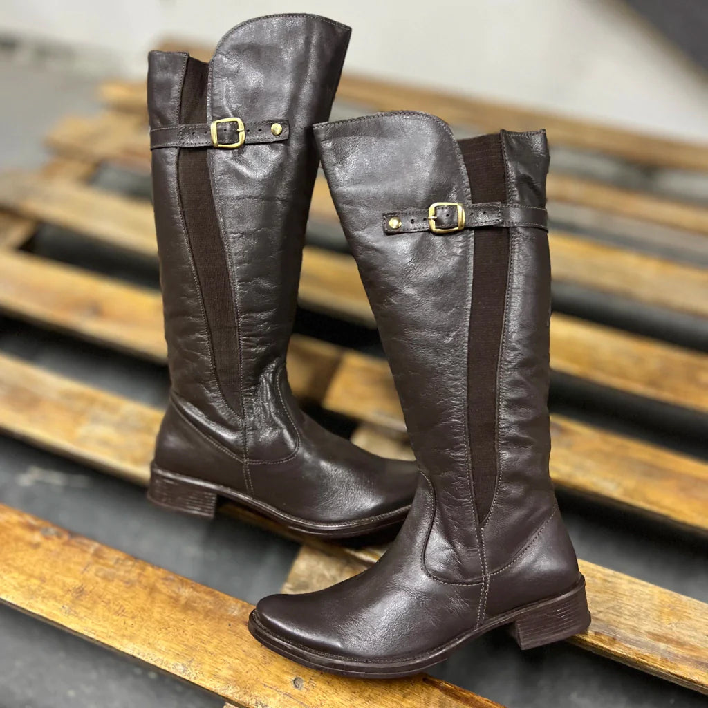 Bota Montaria Elastico Fivela - Café